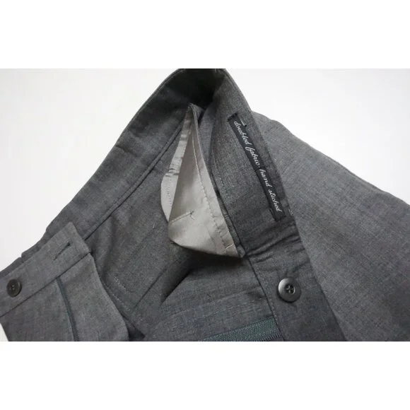 Zanella Double Hand Stitched Fabric Gray Wool Mens Pants Trousers Sz 52 EU NEW